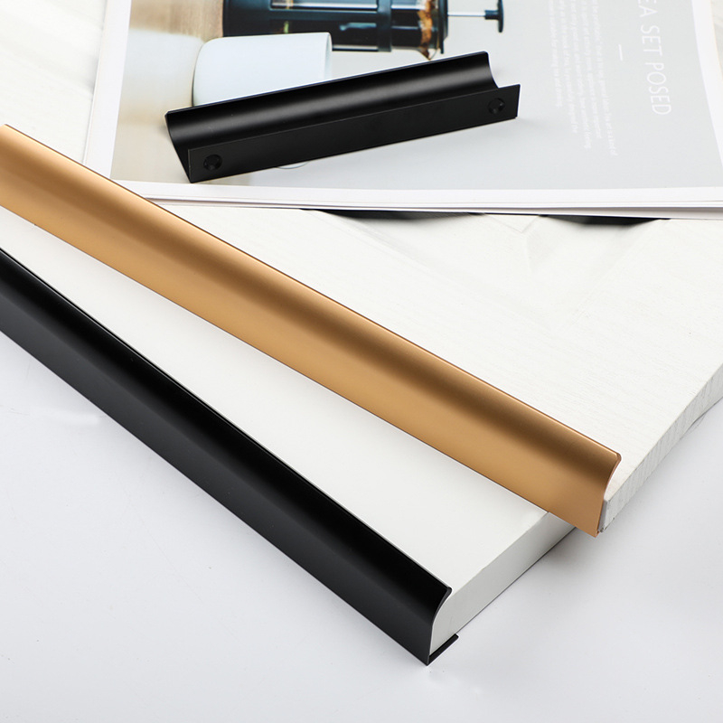 มือจับประตูตู้เสื้อผ้า ลิ้นชัก แบบขยาย สีดํา แบบเรียบง่าย สไตล์โมเดิร์น - รูปที่ 4