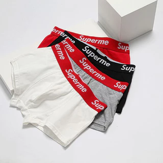 พร้อมส่ง SUPERME กางเกงชั้นใน ผ้าฝ้าย เอวยางยืด ขนาดใหญ่ ใส่สบาย พิมพ์ลายตัวอักษร สําหรับผู้ชาย