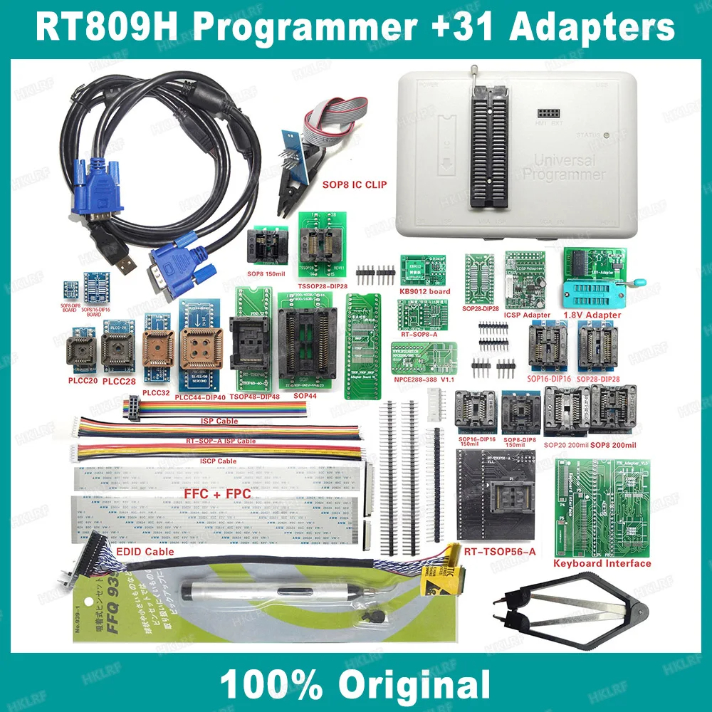 ⭐⭐⭐โปรแกรมเมอร์ USB RT809H และอะแดปเตอร์ 31 พร้อมอะแดปเตอร์ TSOP56 TSOP48 และ EDID Cble MMC-Nand Bet