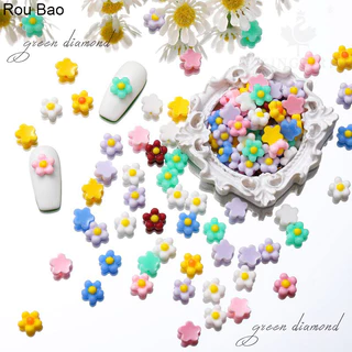 Rou Bao กลีบดอกทานตะวันเรซิ่น ขนาดเล็ก หลากสี สําหรับตกแต่งเล็บ 50 ชิ้น