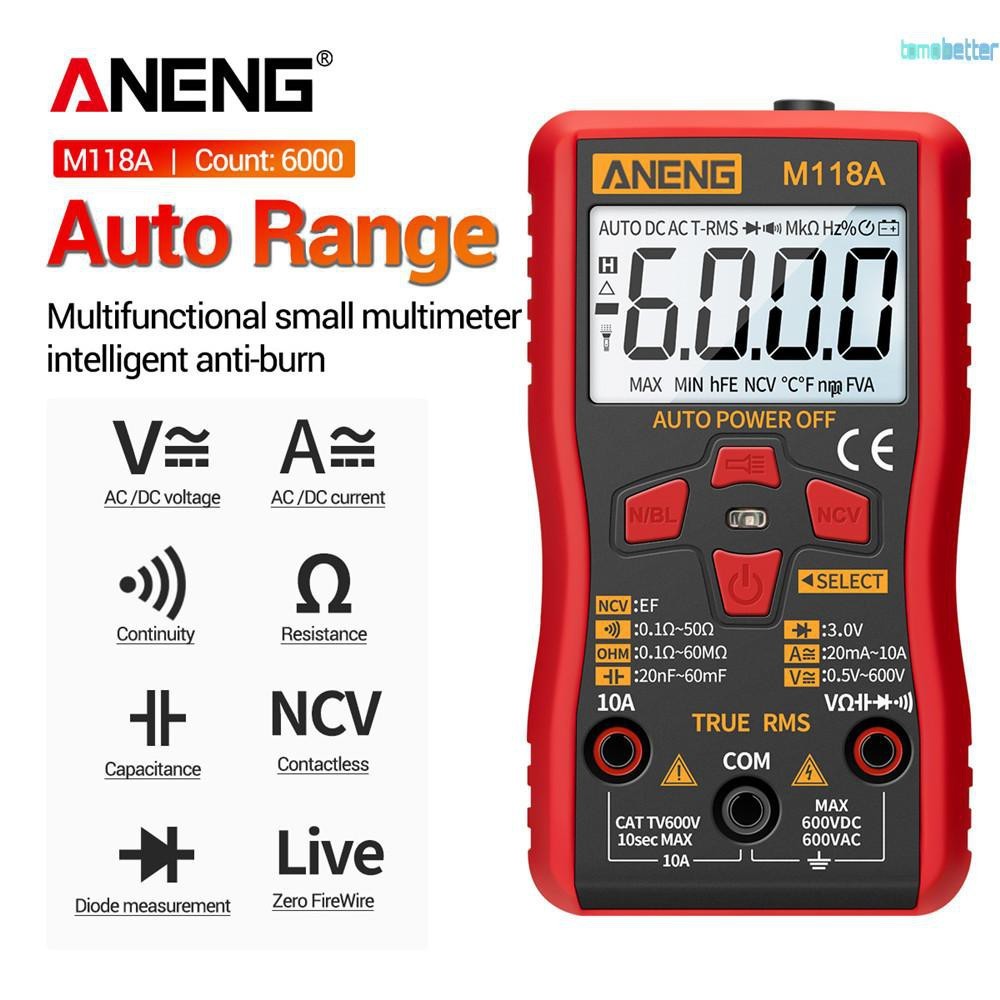 ❀Sportworld【พร้อมส่ง】มัลติมิเตอร์ดิจิทัล M118A True RMS AC DC ทดสอบแรงดันไฟฟ้า NCV
