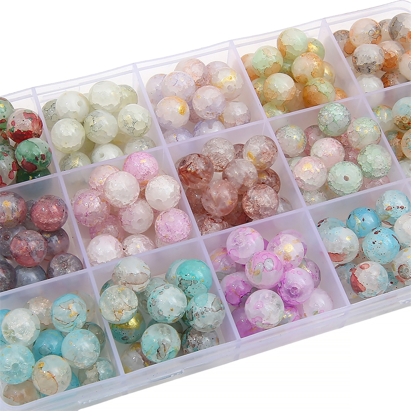 10 มม.20pcs/Bag แก ้ วหยกหักโรยผงทองแตกสีจับคู ่ ดาวเคราะห ์ ลูกปัดสําหรับ DIY เครื ่ องประดับอุปกรณ ์ ตกแต ่ ง