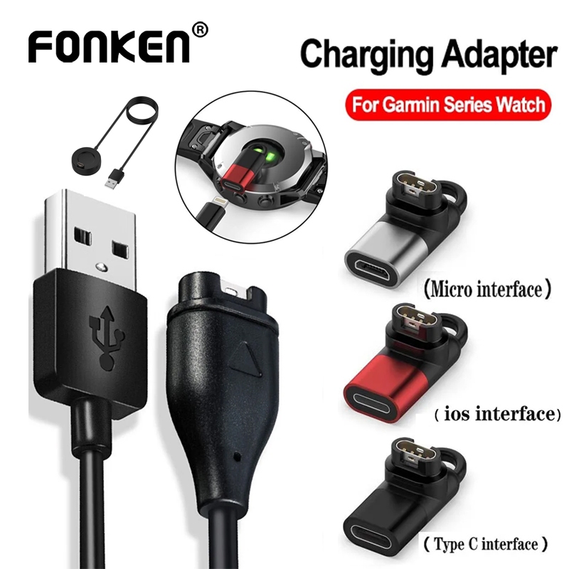 Fonken อะแดปเตอร์ชาร์จ Type C Micro ios USB ตัวเมีย เป็น 4pin สําหรับนาฬิกา Garmin Fenix 7 6 5