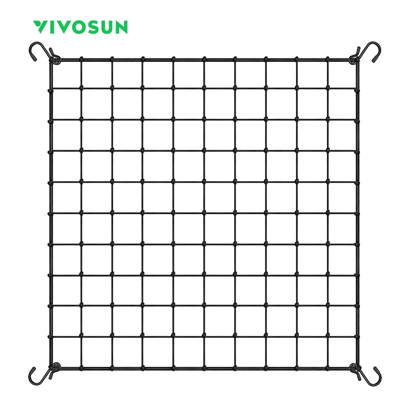 VIVOSUN Scrog net มุ้ง ตาข่ายยืดหยุ่น Trellis Netting，ตาข่ายยืดหยุ่น พร้อมตะขอ 4 ตะขอ สําหรับปลูกต้นไม้ ผัก ผลไม้ และดอกไม้ 1 แพ็ค