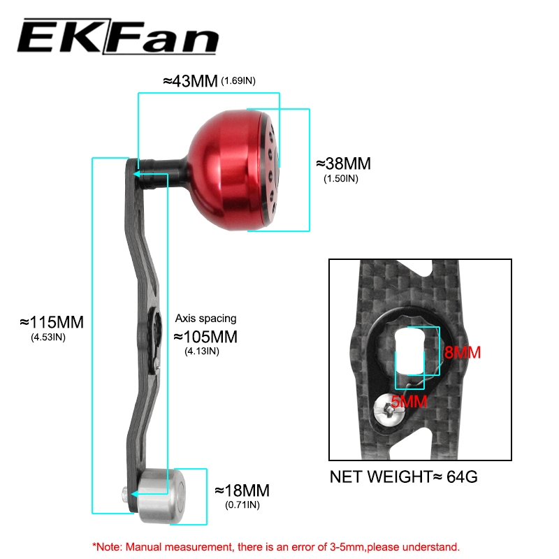EKfan ยาว 115 มม.ตกปลา Reel Handle คาร์บอนไฟเบอร์สําหรับ 7*4/8*5 มม.รู abu daiwa Shimano เหยื่อหล่อเครื่องมือ diy assembly - รูปที่ 6