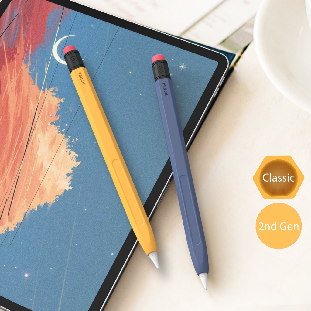 เคสปากกาซิลิโคนดีไซน์วินเทจสําหรับ Apple Pencil Pro และ Pencil รุ่นที่ 2