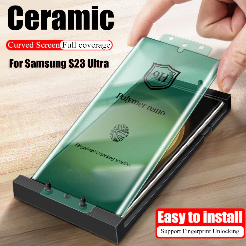 หน้าจอโค้งคลุมทั้งหมดฟิล์มเซรามิคสําหรับ Samsung Galaxy S26 S25 S24 S23 S22 S21 S20 หมายเหตุ 20 Ultra 10 Plus S26+ S25 + กาวเต็มหน้าจอ Protector ไม่ใช่กระจก