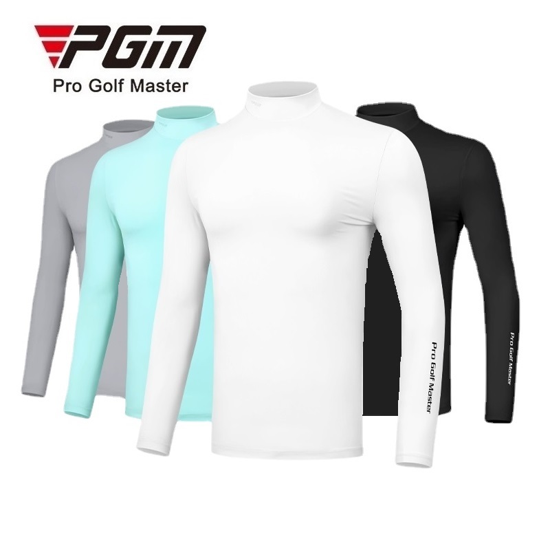 Pgm Golf ผ้าไหมน้ําแข็ง cool ผ้ายืดระบายอากาศป้องกันรังสียูวีผู้ชายแขนยาวกีฬา bottoming t เสื้อ