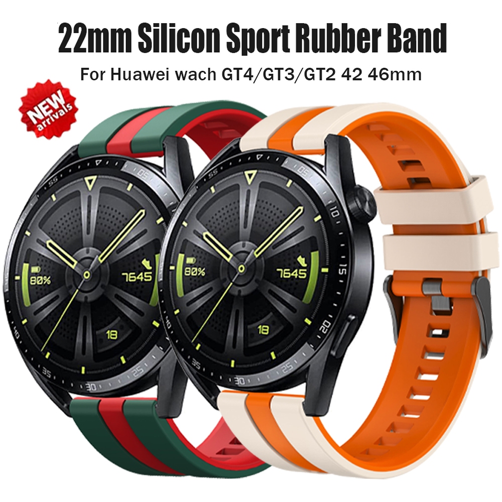 สายนาฬิกาข้อมือซิลิโคน 22 มม. สําหรับ Huawei GT3 GT4 GT2 Smart Watch 42 46 มม.