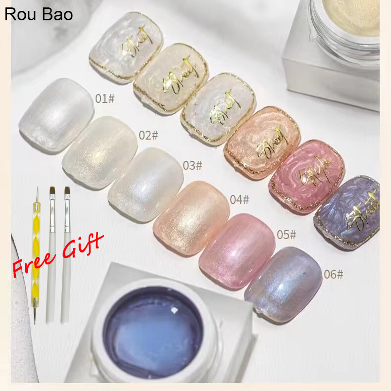 Rou Bao น้ํายาทาเล็บออโรร่า 6 กล่อง ต่อชุด พร้อมแปรง หลากสี