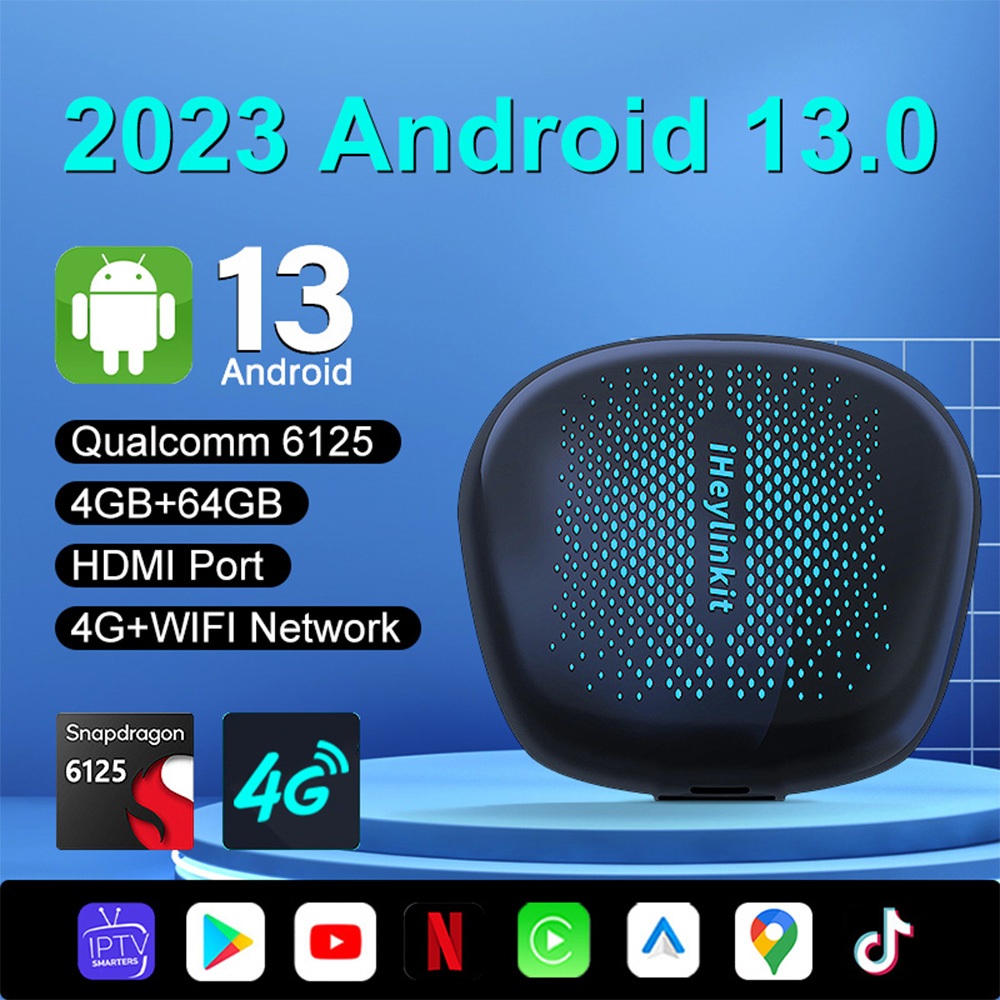 Iheylinkit CP608 กล่องรับสัญญาณไร้สาย Android 13 5G QCM6125 8-core 8+128G HD Output 4G LTE GPS สําหร