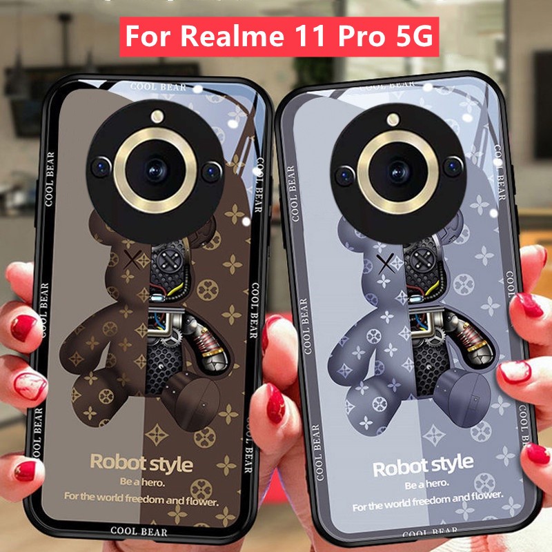 เคส Realme 10 11 9 Pro Plus เคส Realme 11 11X 9 9i 10T 8 5G Case Realme C53 C55 Narzo 50A Prime เคสโทรศัพท์ Bear เคส เคสโทรศัพท์ Realme 8 5G Case