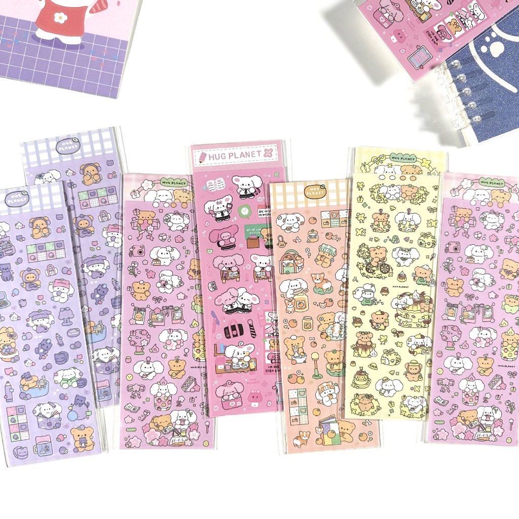 สติกเกอร์ ลายการ์ตูนสุนัขน่ารัก สไตล์เกาหลี สําหรับตกแต่งสมุดไดอารี่ DIY