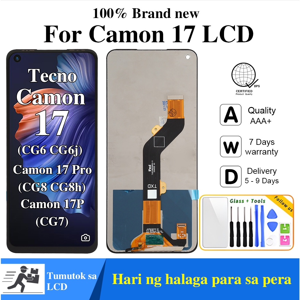 สําหรับ Tecno Camon 17 CG6 CG6j Camon 17 Pro CG8 CG8h LCD Digital Touch Screen Display Assembly สําห