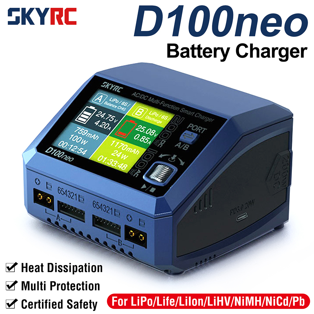 Skyrc D100neo ที่ชาร์จ SK-100199 อุปกรณ์ชาร์จ AC100W DC200W Smart Lipo แบบเปลี่ยน สําหรับอัพเกรด D10