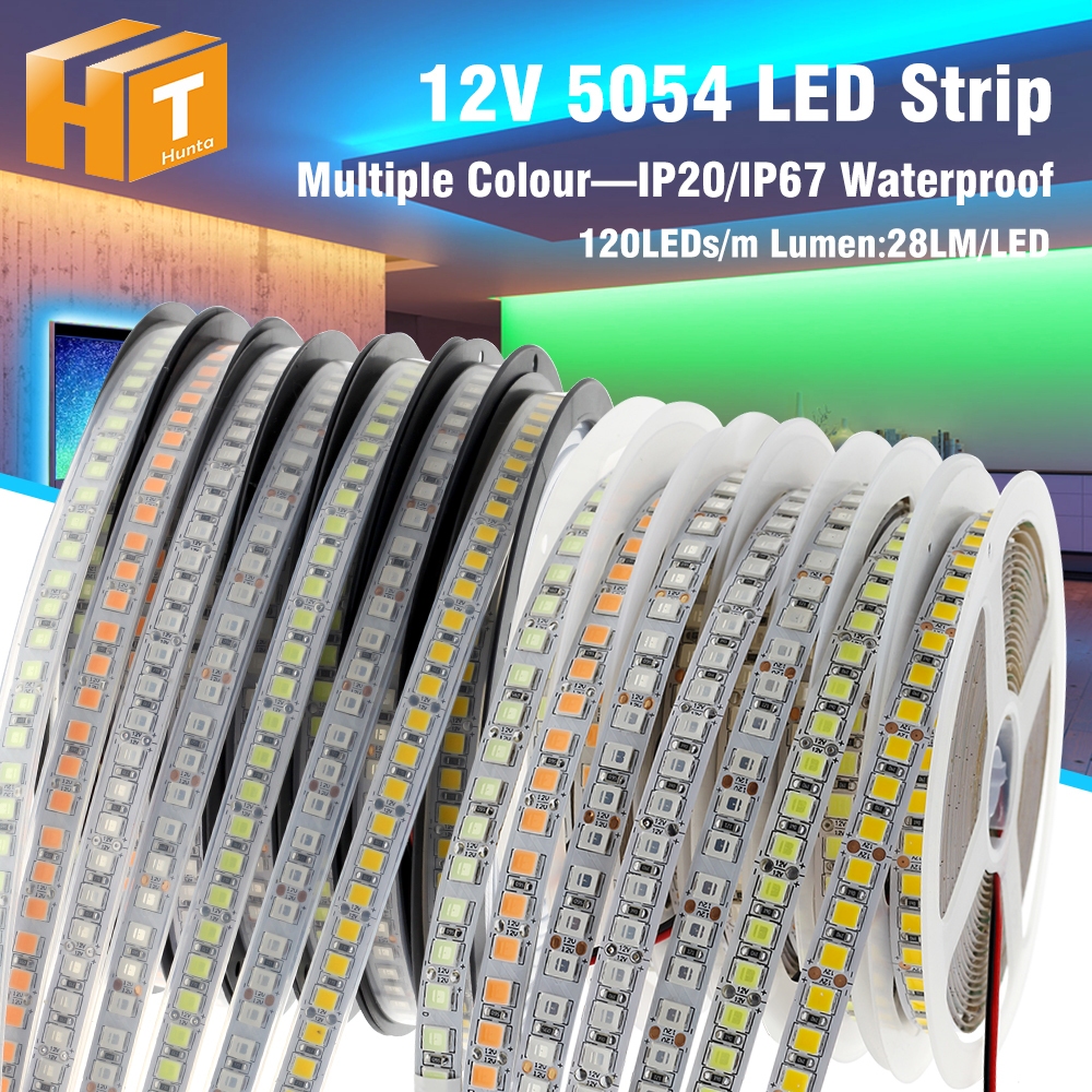 สายไฟ LED 5054 SMD DC12V 60 ดวง ยาว 5 ม. ยืดหยุ่น สีขาว สีวอร์มไวท์ ขาว น้ําเงิน เขียว แดง 5050