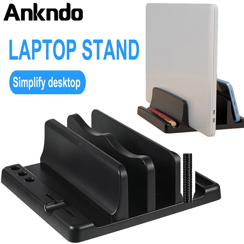 ขาตั้งแล็ปท็อป แนวตั้ง ปรับได้ ช่องคู่ เหมาะสําหรับโน๊ตบุ๊ค แท็บเล็ต คอมพิวเตอร์ ขนาดเล็ก แล็ปท็อป หนังสือ ประหยัดพื้นที่