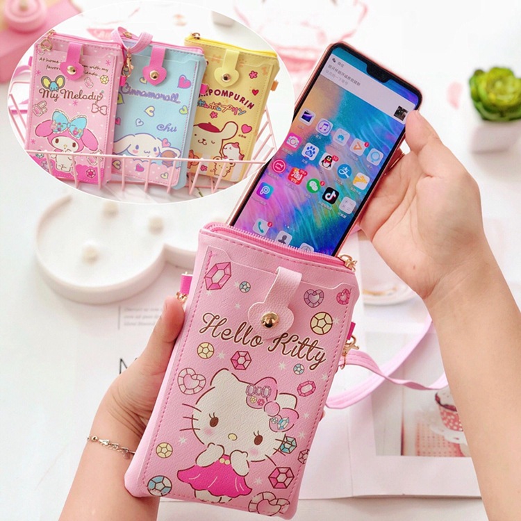 Kt กระเป๋าสะพายไหล่ หนัง PU ใส่เหรียญได้ ใส่โทรศัพท์มือถือได้