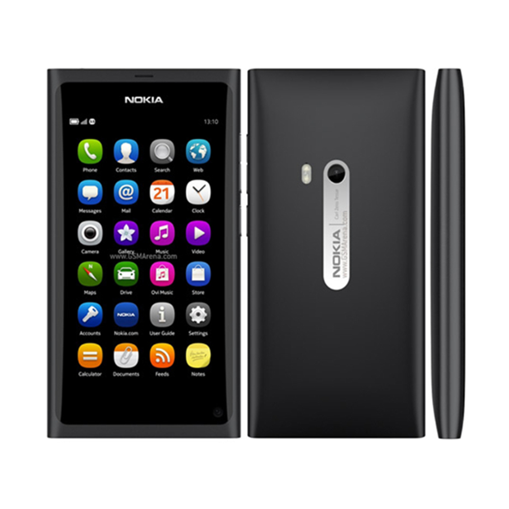 Nokias N9 3G โทรศัพท์มือถือ 3.9 นิ้ว 1GB RAM 16GB ROM 8MP กล้องหลัง 1450mAh GPS บลูทูธ WIFI โทรศัพท์มือถือ
