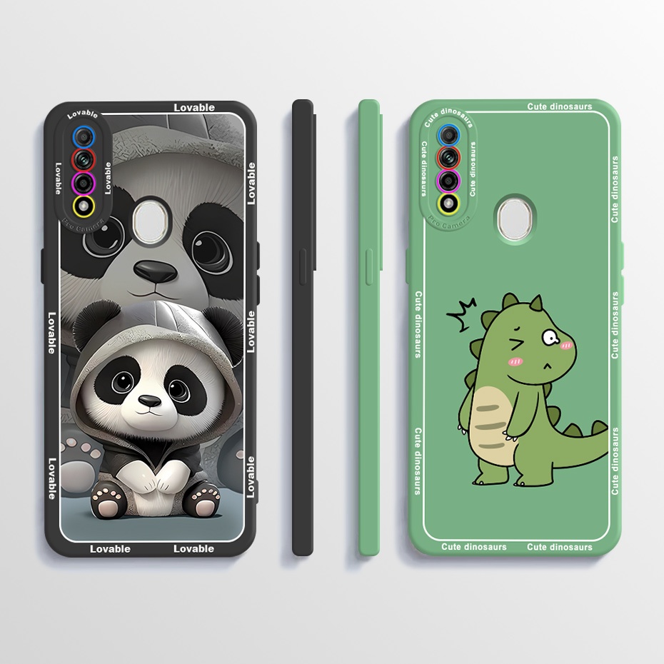 เคส OPPO A31 2020 A8 แพนด้าน่ารัก เยลลี่ เคสโทรศัพท์ ดีไซน์ใหม่ สี่เหลี่ยม ซิลิโคนเหลว เคสนิ่ม