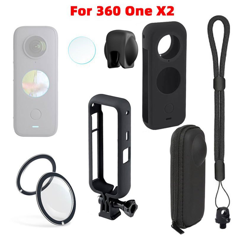 ชุดอุปกรณ์เสริมสำหรับ insta360 X2 การ์ดป้องกันเลนส์ / เคสซิลิโคน / ฟิล์ม / กระเป๋า / สายรัด ชุดอุปกรณ์เสริม X2 หนึ่งชุด (Insta360 one X2 Accessories )