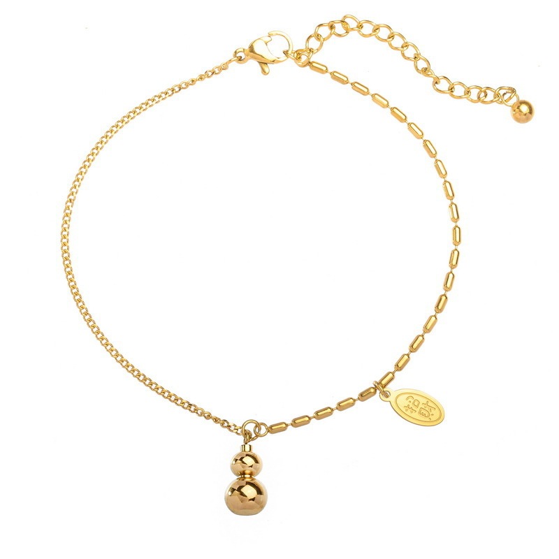⭐Y.H⭐ 316L ขวดเหล้า สีทอง 18 K กำไลข้อเท้าสแตนเลส