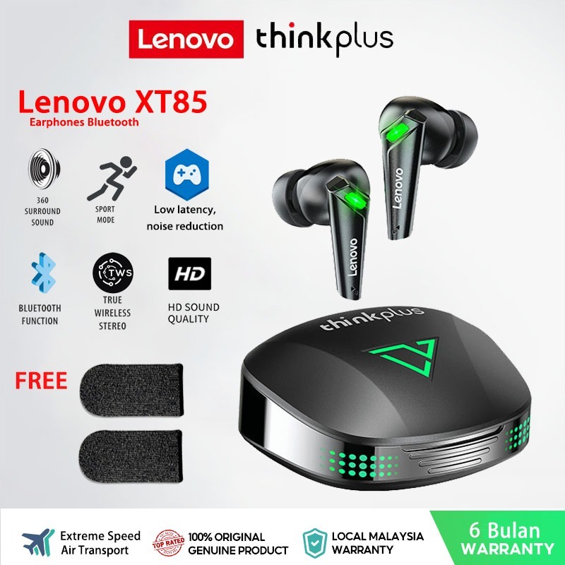 Lenovo XT85 ชุดหูฟังเล่นเกมไร้สาย บลูทูธ 5.3 พร้อมไมโครโฟน 9D สเตอริโอ TWS กันน้ํา ตัดเสียงรบกวน HiFi