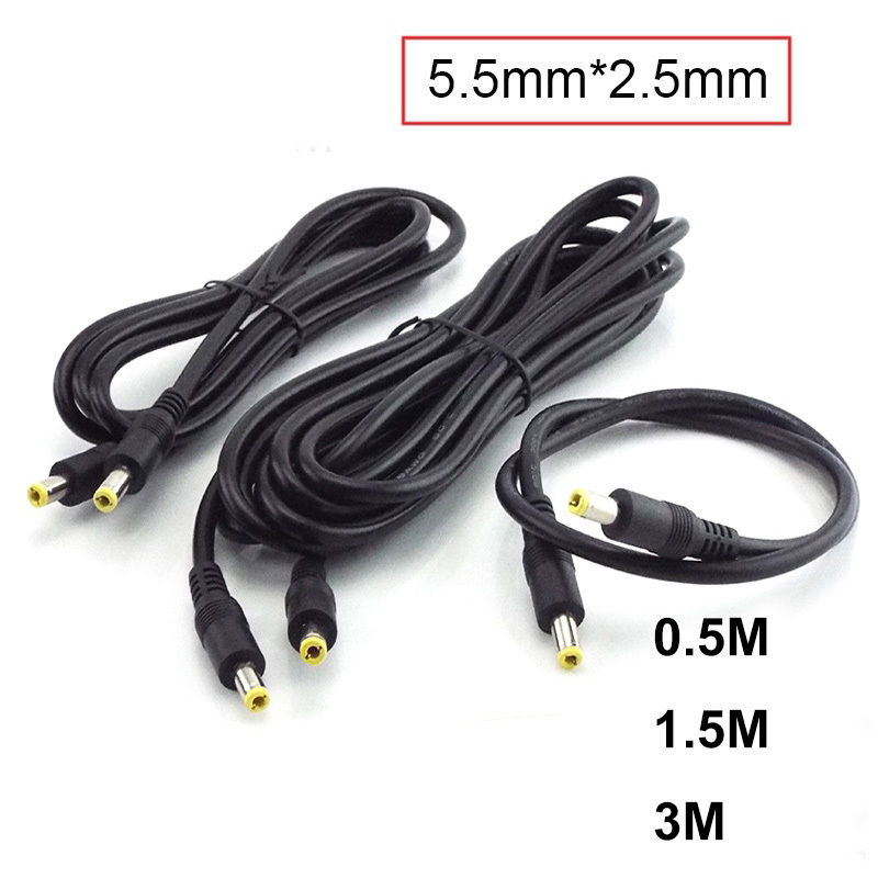 0.5 / 1.5 / 3M DC 12V 10A พาวเวอร์ซัพพลาย Splitter Male To Male เชื่อมต่อ 5.5 มม. X 2.5 มม. ปลั๊กอะแดปเตอร์ปลั๊กสายเคเบิ้ล