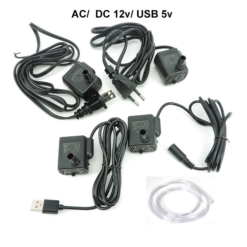 เครื่องปั๊มน้ําพุ ไร้แปรงถ่าน AC DC USB 5V 12V 5W-10W 200-400L/H ขนาดเล็ก เสียงเงียบพิเศษ สําหรับตู้ปลา 5 ประเภท