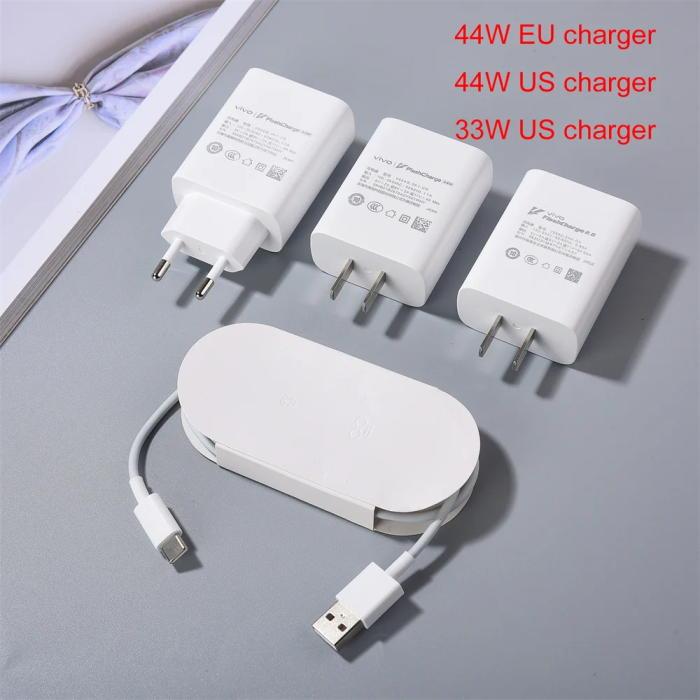 คุณภาพสูง US 44W/33W FlashCharge2.0 Charger Original Vivo Fast Charging Power Adapter ประเภท C สําหร