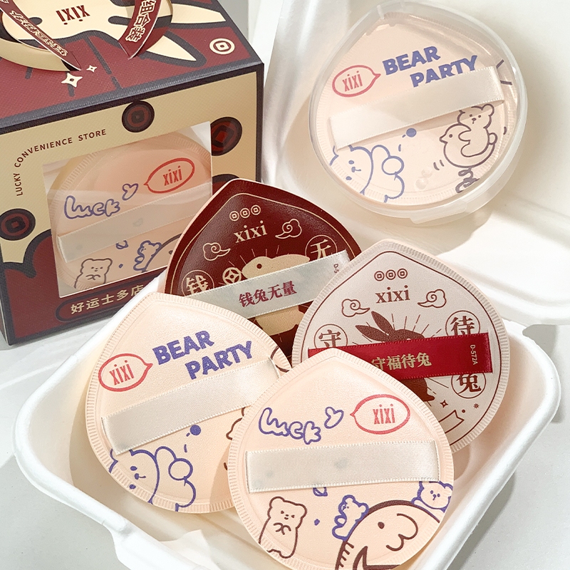 Xixi พัฟฟองน้ําแต่งหน้า แบบหนานุ่ม พร้อมกล่อง 4 ชิ้น Gj-61