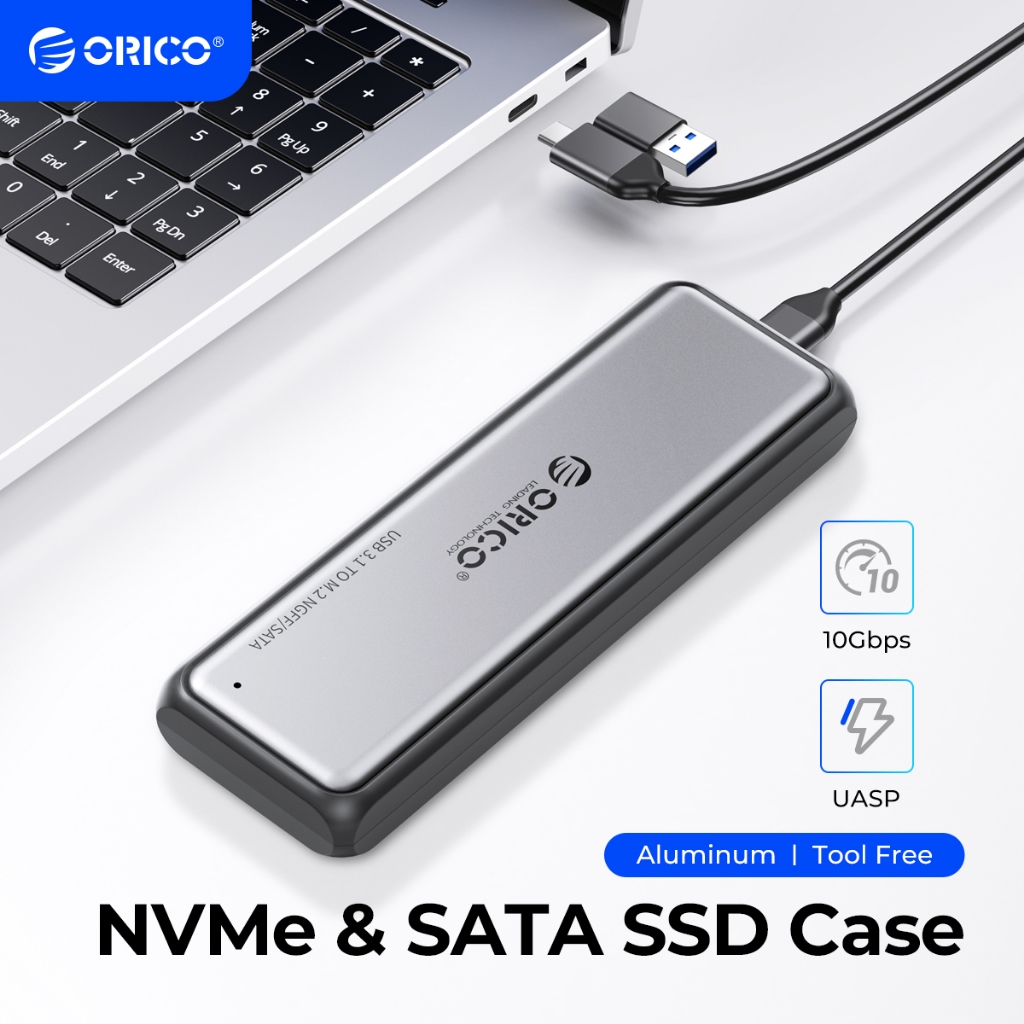 Orico M.2 NVMe/SATA SSD Enclosure 10Gbps เครื่องมือฟรีM2 SSDอลูมิเนียมSolid Stateไดรฟ์แล็ปท็อปคอมพิวเตอร์อุปกรณ์เสริม (DDM2)