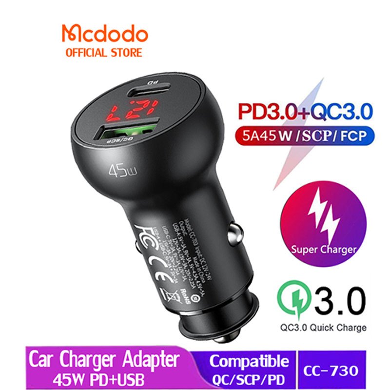 Mcdodo อุปกรณ์ชาร์จ USB 5A 45W 30W PD CC-681 703 สําหรับรถยนต์