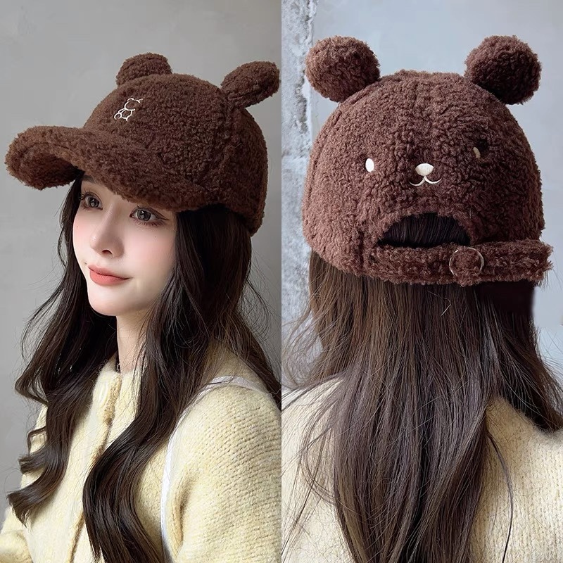 หมวกเบสบอล ลายการ์ตูนหมีน่ารัก สไตล์เกาหลี และญี่ปุ่น เหมาะกับฤดูใบไม้ร่วง และฤดูหนาว สําหรับผู้หญิง