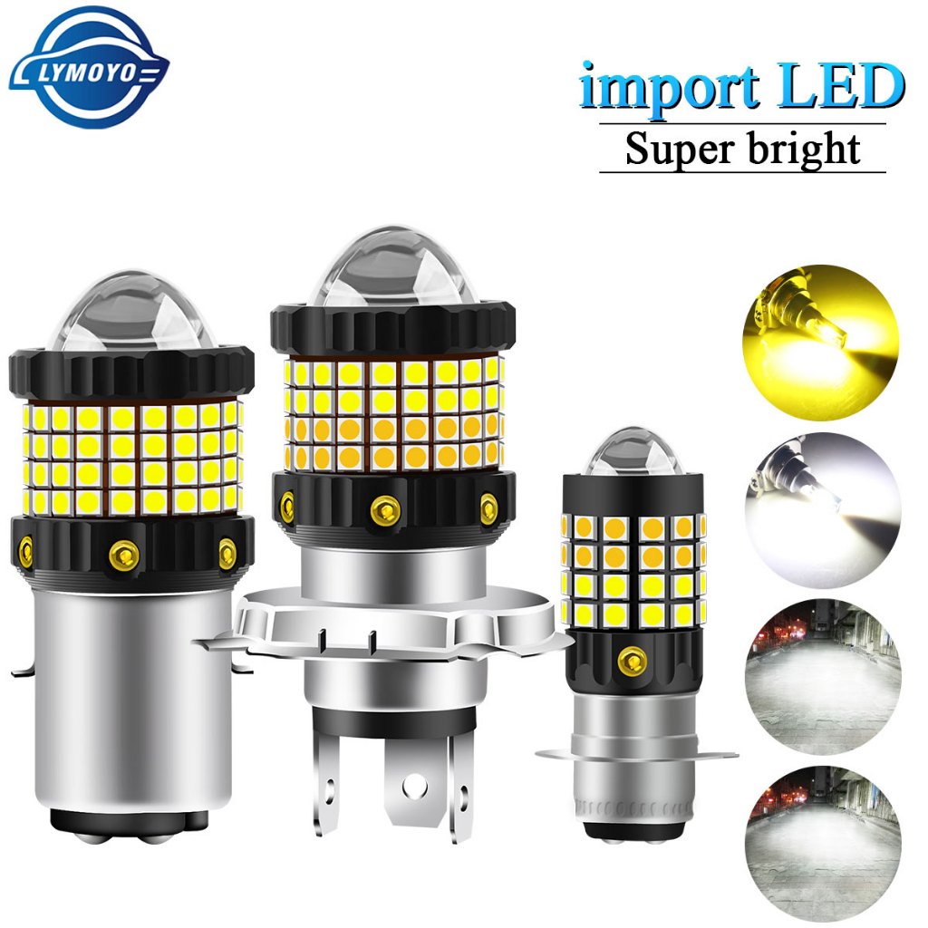 หลอดไฟหน้ารถจักรยานยนต์ LED H4 Moto H6 BA20D P15D T19 60SMD 3030 3570 CSP 6000K สีขาว 3000K สีเหลือง 1 ชิ้น
