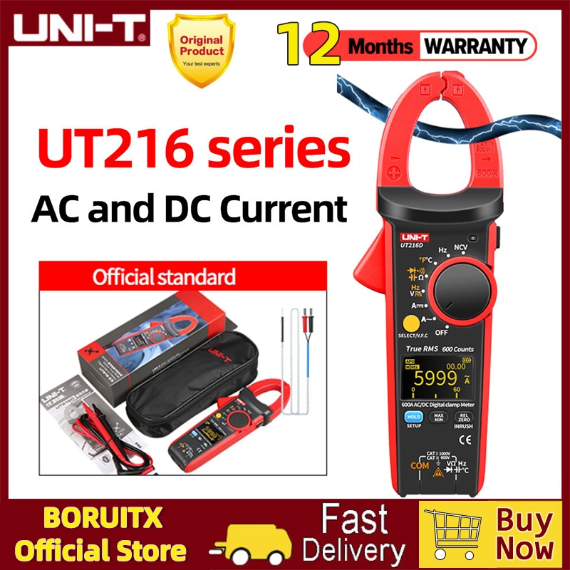 Uni-t UT216C 600A True RMS แคลมป์มิเตอร์ดิจิทัล AC DC มัลติมิเตอร์วัดแรงดันไฟฟ้า แบบไม่สัมผัส UT216A