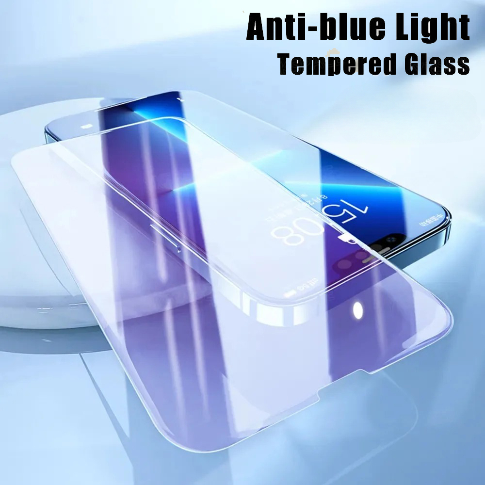 [กันแสงสีฟ้า] ฟิล์มกระจก สำหรับ IPhone 16 15 14 Pro Max 13 Pro Max 11 ฟิล์มกระจกแบบเต็มจอ Pro XR X 8 ฟิล์ม ไอโฟน 9D SE2 6 6s Plus 6 6s 7 XS MAX iPhone 12 Pro Max