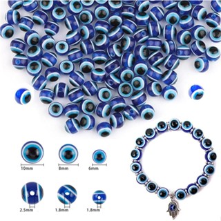 ลูกปัดเรซิ่น ทรงกลม ลายตาชั่วร้าย 6 8 10 มม. สําหรับทําเครื่…