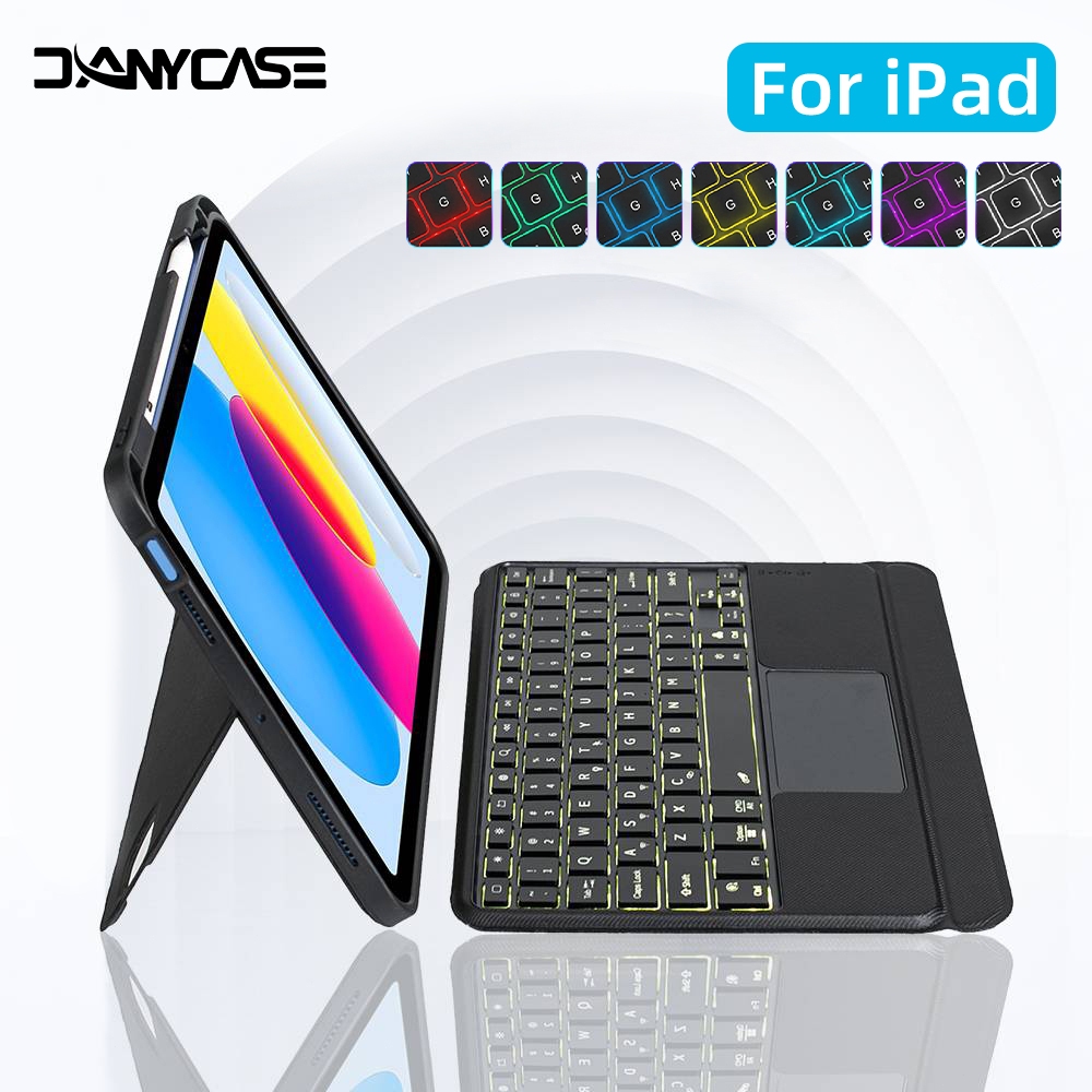 สำหรับ iPad Air Magnetic Keyboard 11“ 13” M2 2024 Pro 11“ 13” M4 2024 Air4 Air5 10.9 Generation 10 2022 Pro 11 12.9 Generation 7 Generation 8 Generation 9 10.2 Air3 10.5 Mini 6 แบ็คไลท์มัลติทัชแพดแบบถอดได้
