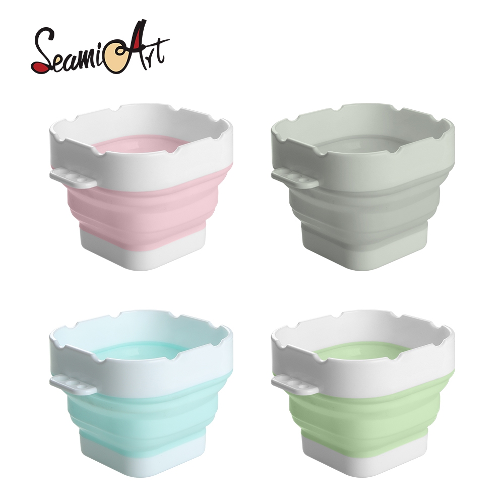 Seamiart Morandi ถังขนาดเล็ก แบบพับได้ พร้อมแปรงปากกา สําหรับล้างสีน้ํา วาดภาพระบายสี