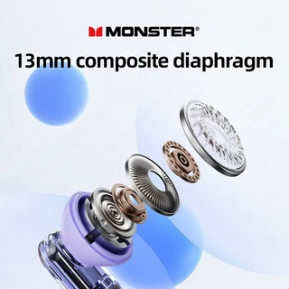 Monster XKT13 หูฟังบลูทูธ HIFI Surround สวมใส่สบายเปลือกโปร่งใสขนาดเล็กแบบพกพาบลูทูธ 5.3