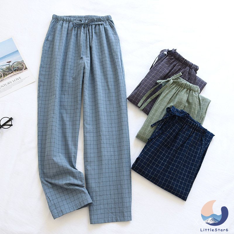 สไตล์ใหม่ ชายและหญิง กางเกงลายสก๊อต รหัสคู่ ชุดบ้าน กางเกงนอน ฤดูร้อน กางเกงทรงบาง มีลายเยอะๆให้เลือก pants【LittleStar6】