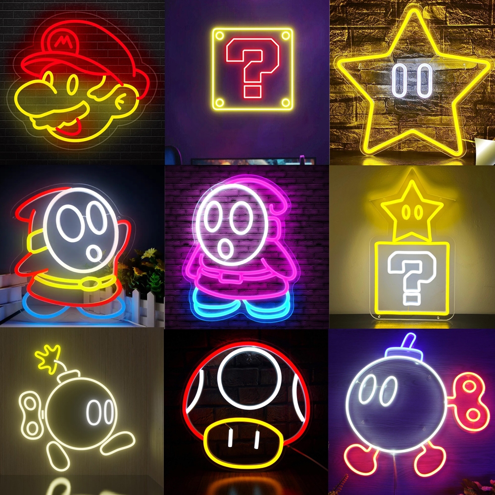 ป้ายไฟนีออน Led รูป Super Mario Shy Guy หรี่แสงได้ สําหรับตกแต่งห้องนอนเด็ก