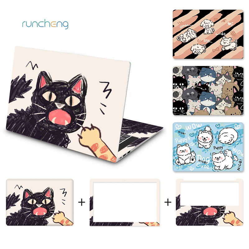 [3ชิ้น] แมวน่ารักลูกสุนัขที่เรียบง่ายดูดีออกแบบสากลแล็ปท็อปคอมพิวเตอร์ผิวกันน้ําป้องกันฝุ่นน้ํามันหลักฐานวัสดุพีวีซีสติกเกอร์แล็ปท็อป12/13/17