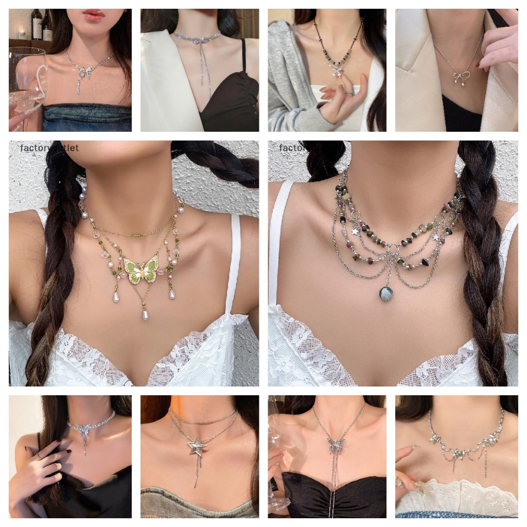 Fcph สร้อยคอโชคเกอร์ จี้ผีเสื้อ สีเขียว ไม่สมมาตร FCC