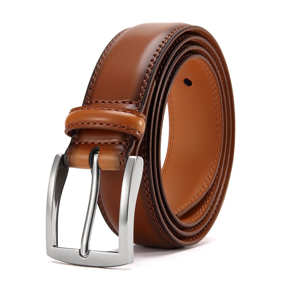 Men's Genuine Leather Belt Versatile Metal Pin Buckle Belt Luxury Strap Male Belt Business Casual Belt