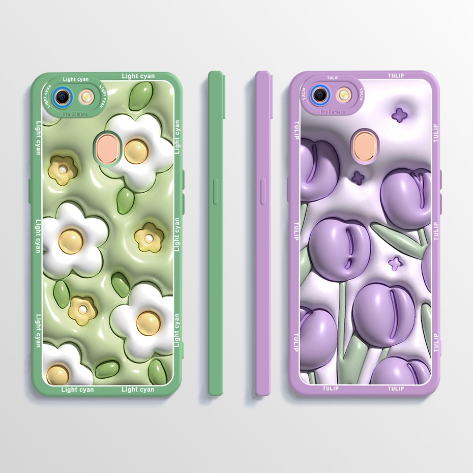 เคสโทรศัพท์มือถือ แบบนิ่ม ลายดอกไม้ ขอบสี่เหลี่ยม ป้องกันกล้อง สําหรับ OPPO F5 F5 Plus F5 Youth F7 F9