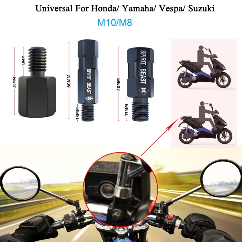 Spirit Beast อะแดปเตอร์กระจกมองหลัง สเตนเลส พร้อมสกรูยก สําหรับรถจักรยานยนต์ Diy