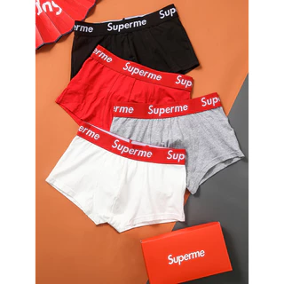 พร้อมส่ง SUPERME กางเกงชั้นใน ผ้าฝ้าย เอวยางยืด ขนาดใหญ่ ใส่สบาย พิมพ์ลายตัวอักษร สําหรับผู้ชาย