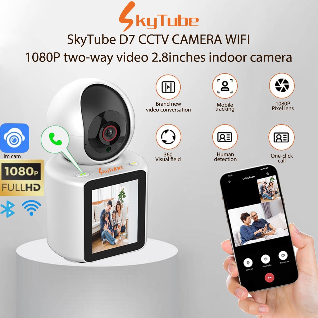 กล้องวงจรปิดอัจฉริยะ Wifi พร้อมหน้าจอ 5MP 2.8 นิ้ว IPS 360 องศา° การ์ด TF IR มองเห็นที่มืด หมุนได้ 128G